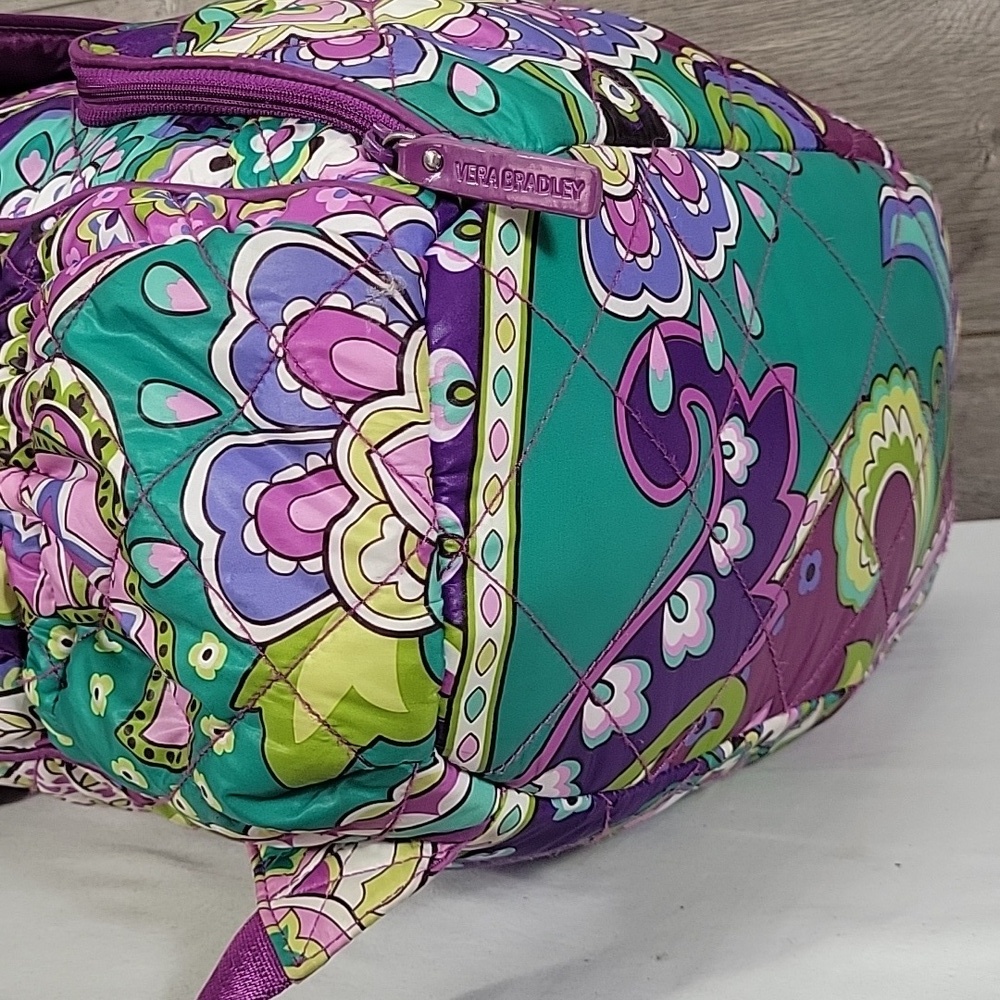 Vera Bradley Heather Purple Paisley Floral Quilted Nylon Backpack - Picture 6 of 12